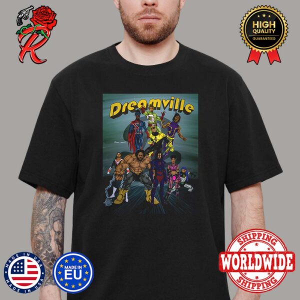 Dreamville Record The Superheroes J Cole Bas Ari Lennox Poster Unisex T-Shirt