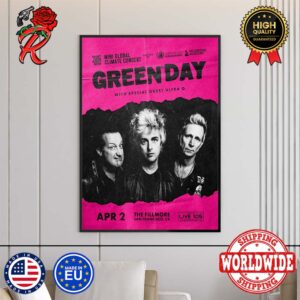 Green Day Calling All Saviors The Fillmore Show In Sanfrancisco CA On April 2024 Poster Canvas For Home Decor