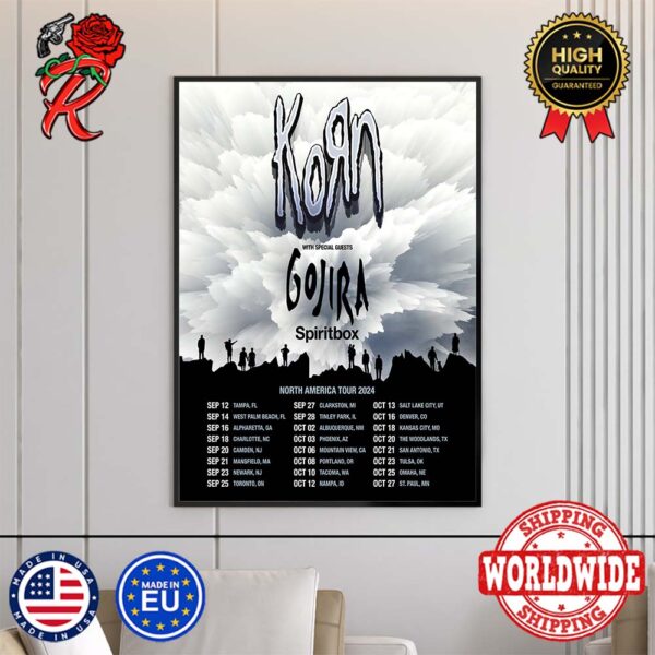 Korn North American Tour 2024 With Special Guests Gojira And Spiritbox Tour Dates Home Decor Poster Canvas