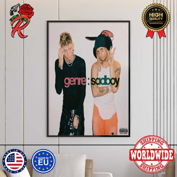 Machine Gun Kelly And Trippie Redd Genre Sadboy Release On March 29th 2024 Song Cover Home Decor Poster Canvas