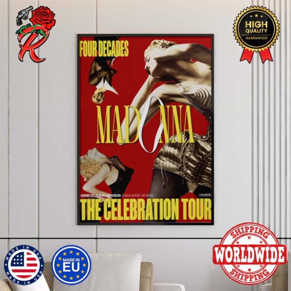 Madonna Tour 2024 Four Decades The Celebration Tour Promotional Poster Canvas For Home Decor