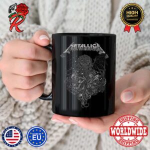 Metallica The Call Of Ktulu By Richey Beckett Re Release Black And White Version Poster Ceramic Mug
