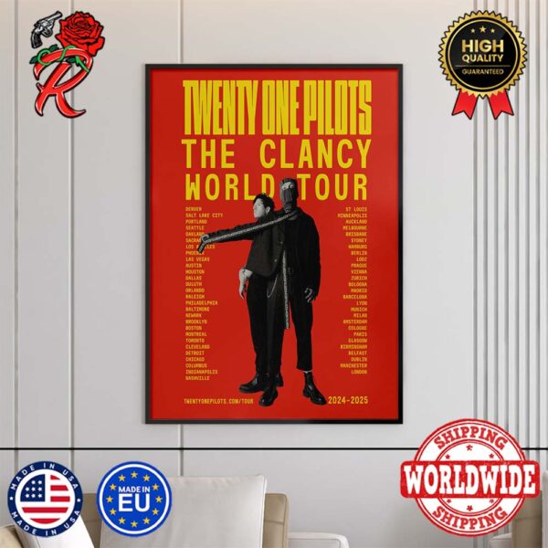 Twenty One Pilots The Clancy World Tour 2024 2025 Home Decor Poster Canvas