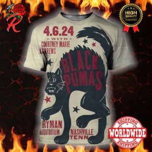 Black Pumas Ryman Auditorium Nashville TN Show April 6 2024 Poster All Over Print Shirt