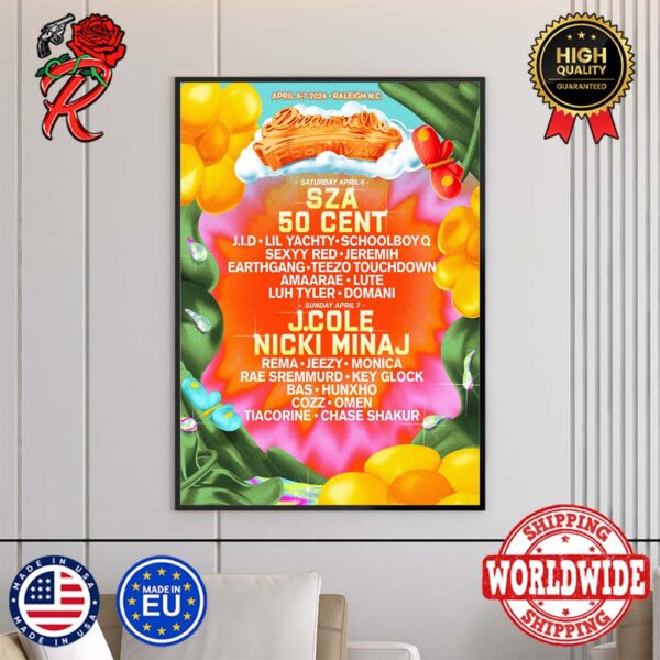 Dreamville Festival 2024 Lineup SZA 50 Cent J Cole And Nicki Minaj Home Decor Poster Canvas