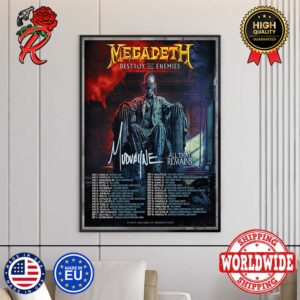 Megadeth Destroy All Enemies Tour In North America 2024 Kicks Off This August Tour Dates And List Poster Canvas For Home Decorations