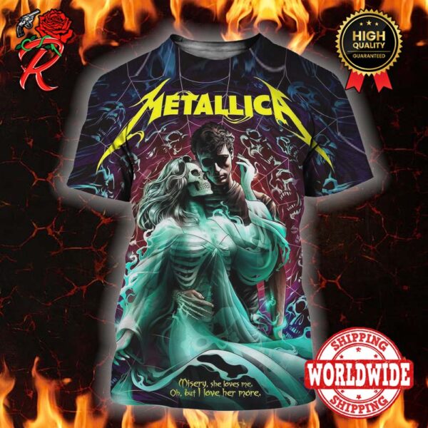 Metallica 72 Season Poster Series Misery She Loves Me Oh But I Love Her More By Andrew Cremeans 3D Shirt