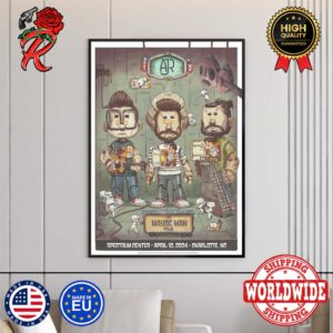 Official AJR The Maybe Man Tour Poster For Charlotte NC On April 10 2024 At Spectrum Center Home Decor Poster Canvas