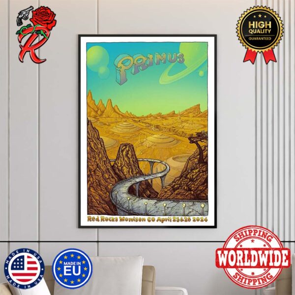Primus Sessanta Tonight Limited Edition Poster For The Red Rocks AmphitheatreIn In Morrison CO On April 25th 2024 Home Decor Poster Canvas