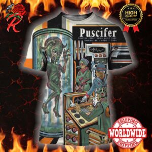 Puscifer Tonight Poster For Raleigh NC On April 7th 2024 At Costal Credit Union Music Park At Walnut Creek Sessanta Tour 3D Shirt