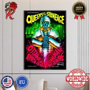 Queens Of The Stone Age Ottawa Ontario Canada Show 2024 Poster At Tire Centre On April 12 Home Decor Poster Canvas