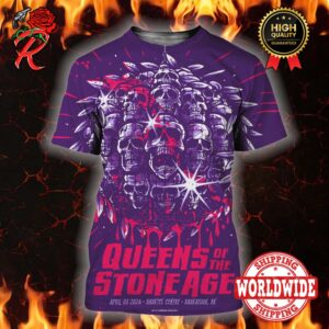 Queens Of The Stone Age Saskatoon SK Show 2024 At Sasktel Centre On April 03 Official Poster 3D Shirt