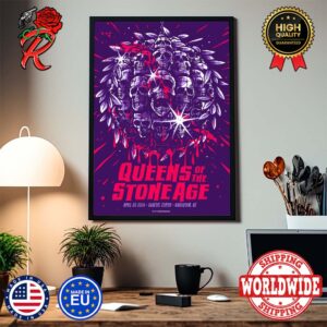 Queens Of The Stone Age Saskatoon SK Show 2024 Poster At Sasktel Centre On April 03 Home Decor Poster Canvas