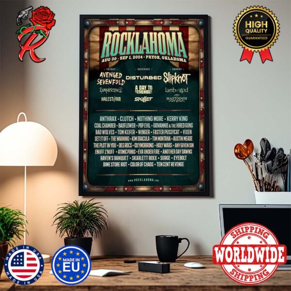 Rocklahoma 2024 From August 30 To September 1 In Pryor Oklahoma Line Up Poster Canvas