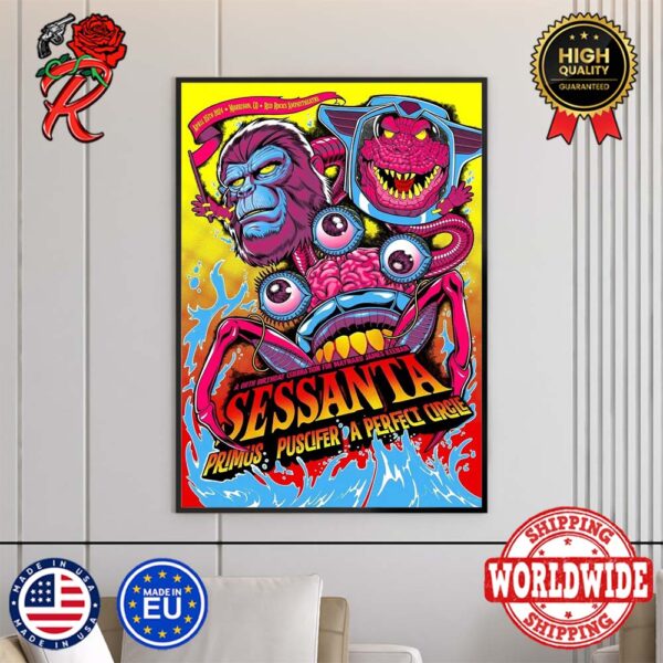 Sessanta Tonight Limited Edition Poster For The Red Rocks AmphitheatreIn In Morrison CO On April 25th 2024 Home Decor Poster Canvas
