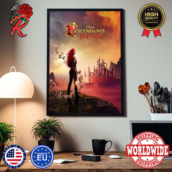 The First Poster For Descendants The Rise Of Red Releasin On Disney Plus On July 12 Home Decor Poster Canvas