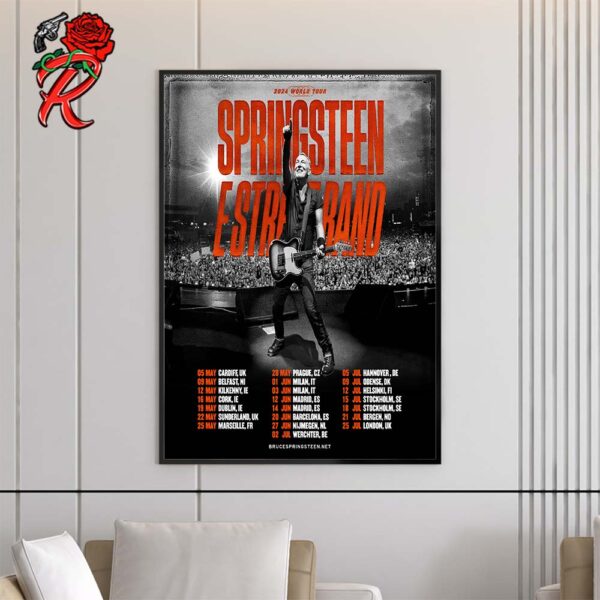 Bruce Springteen And E Street Band 2024 World Tour The Greatest Show On Earth Across Europe Schedule Dates List Home Decor Poster Canvas