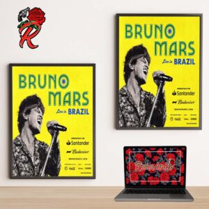 Bruno Mars Live In Brazil 2024 Home Decor Poster Canvas