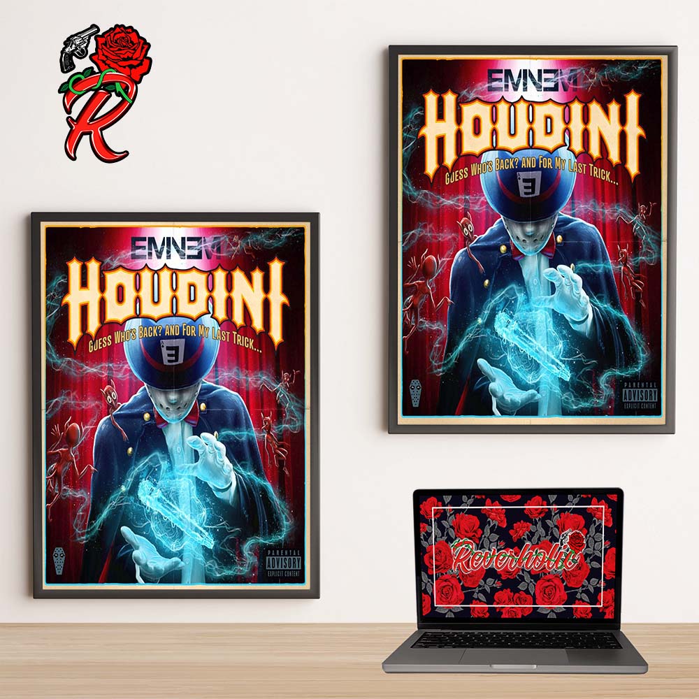 Eminem New Single Houdini Cover Art Guess Who Is Back And For My Last Trick Home Decor Poster Canvas