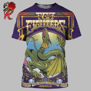 Foo Fighters Official Poster For Charlotte NC Show At PNL Music Pavillion On May 9 2024 All Over Print Shirt