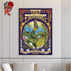 Foo Fighters Official Poster For Charlotte NC Show At PNL Music Pavillion On May 9 2024 Home Decor Poster Canvas