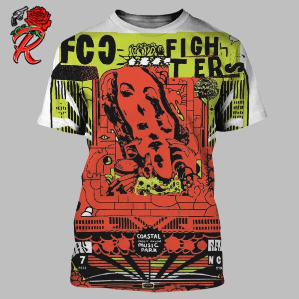 Foo Fighters Raleigh Tonight Poster For Coastal Credit Union Music Park Show On May 7 2024 All Over Print Shirt