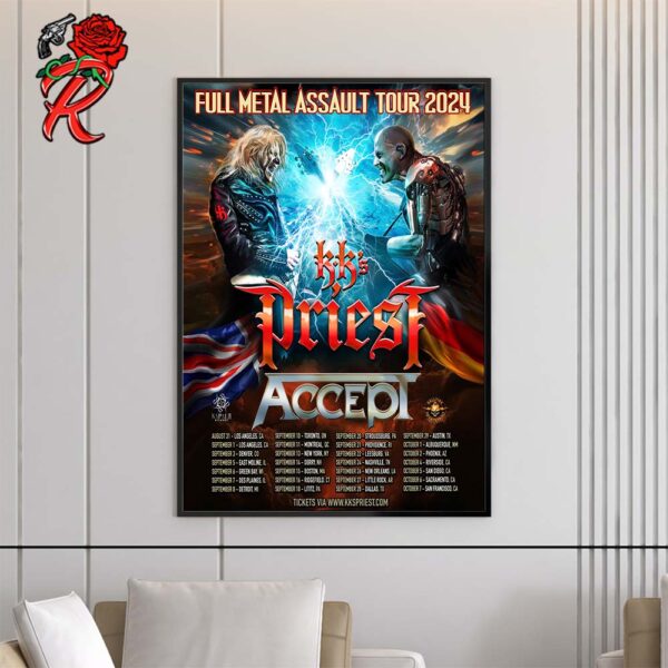 KK Priest Full Metal Assault Tour 2024 Tour Schedule List Home Decor Poster Canvas