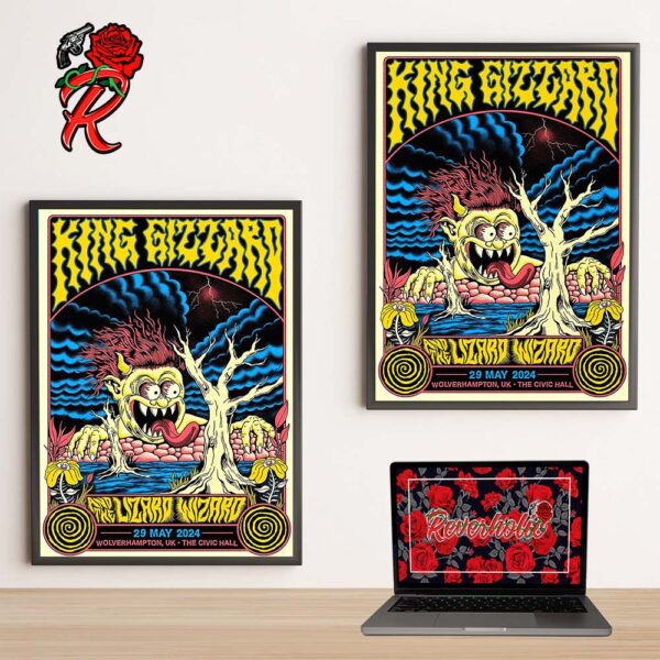 King Gizzard And The Lizard Wizard Poster For Wolverhampton UK Concert At The Civic Hall On May 29th 2024 Home Decor Poster Canvas