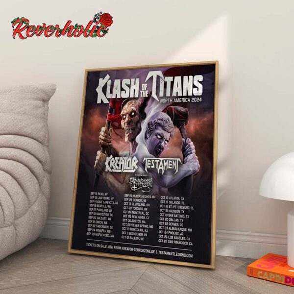 Kreator Klash Of The Titans North America 2024 With Testament And Possessed Tour Schedule Dates Home Decor Poster Canvas