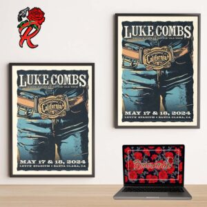 Luke Combs Growing Up And Getting Old Tour 2024 Concert Poster On May 17 And 18 In Santa Clara California At Levis Stadium Decor Poster Canvas