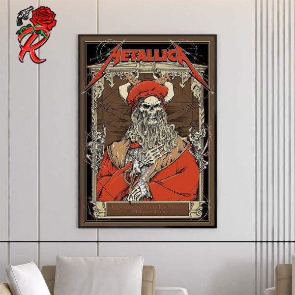 Metallica M72 Milan Italy Limited Edition Show Poster At The I-Days Festival Ippodromo Snai La Maura On 29 May 2024 Home Decor Poster Canvas