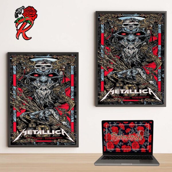 Metallica M72 World Tour Killer Official Poster For The Night 2 Show Of The European Run In Munich Germany At Olympiastadion On 26th May 2024 Poster Canvas Home Decor
