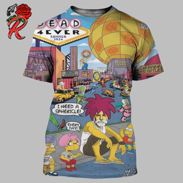 New Springfield Boogie Dead 4ever Summer 2024 Wiggin’ Out At The Sphere Inspired By The Simpsons Bart On The Road All Over Print Shirt