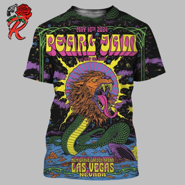 Pearl Jam Dark Matter World Tour 2024 Tonight’s Event Poster For The Show At MGM Grand Garden Arena In Las Vegas Nevada On May 16th 2024 3D Shirt