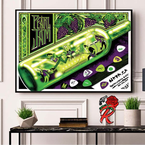 Pearl Jam Event Poster In Napa Valley CA Pour A Glass Of Wine At The Jam Cellars Stage On May 25th 2024 Home Decor Poster Canvas