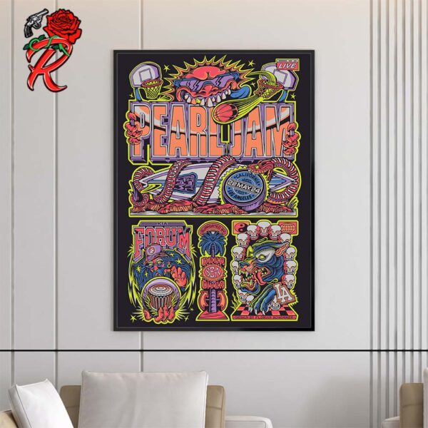 Pearl Jam Tonight Party Poster For Las Vegas Second Night At The Kia Forum With Deep Sea Diver On May 22 2024 Decor Poster Canvas