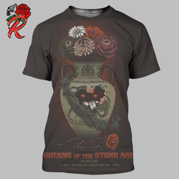Queens Of The Stone Age The End Is Nero Poster For Atlantic Union Bank Pavilion In Portsmouth VA On May 6 2024 All Over Print Shirt