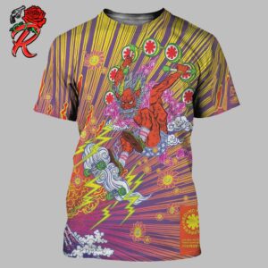 Red Hot Chili Peppers Concert Poster For The Show In Japan At Tokyo Dome On May 20th 2024 Fujin Raijin The Thunder God All Over Print Shirt