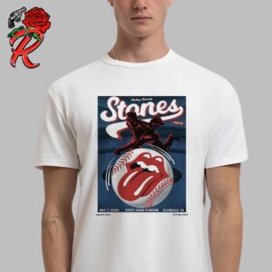 Rolling Stones Hackney Diamonds Tour Poster For The Glendale AZ Second Night Show At State Farm Stadium Baseball Themed 24 May 7 2024 Unisex T-Shirt