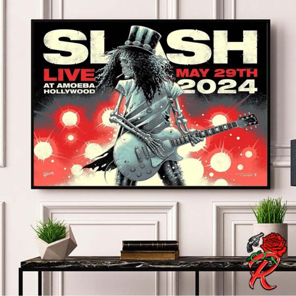 Slash Poster For An Upcoming Show Live At Amoeba Hollywood On May 29th 2024 Home Decor Poster Canvas