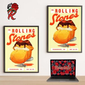 The Rolling Stones The Hackney Diamonds Tour 2024 City Poster For Foxborough MA On May 30 2024 Lithograph Home Decor Poster Canvas