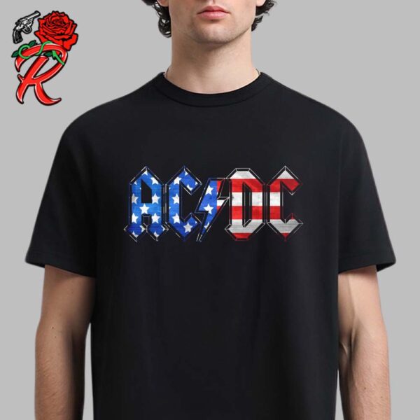 AC DC 4th Of July Collection ACDC Logo Old Glory Stars And Stripes USA Flag Unisex T-Shirt