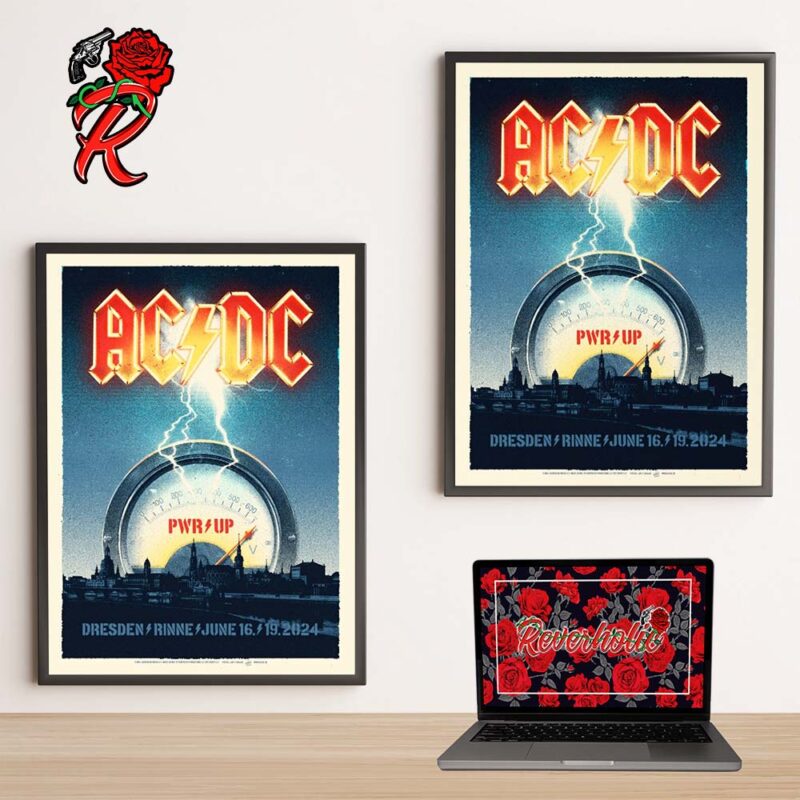 AC DC PWR Up EU Tour Concert Gig Poster For Dresden Rinne On June 16th And 19th 2024 Home Decor