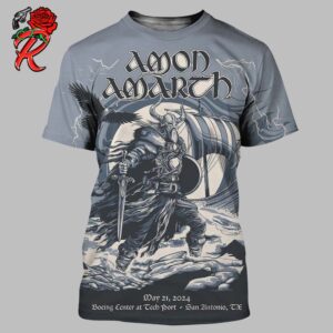 Amon Amarth Gig Poster For The Concert At Boeing Center At Tech Port In San Antonio Texas On May 21 2024 All Over Print Shirt