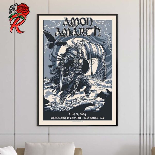 Amon Amarth Gig Poster For The Concert At Boeing Center At Tech Port In San Antonio Texas On May 21 2024 Home Decor Poster Canvas