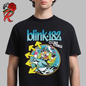 Blink 182 Miami Florida Merch Rabbit Ride The Dolphin Art At Kaseya Center On June 21 2024 Unisex T-Shirt