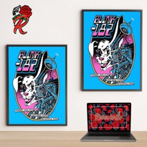 Blink 182 Poster For The Concert At Frost Bank Center In San Antonio On June 24 2024 The Cyborg Rabbit Artwork Home Decor Poster Canvas