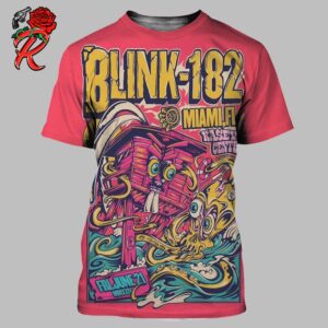 Blink 182 Poster For The Concert In Miami FL At Kaseya Center On June 21 2024 All Over Print Shirt