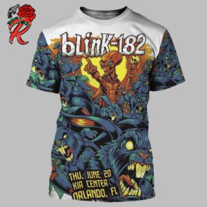 Blink 182 Poster For The Show In Orlando Florida Tonight At Kia Center On June 20 Alien Emperor Unleashing An Army Of Rabbits All Over Print Shirt