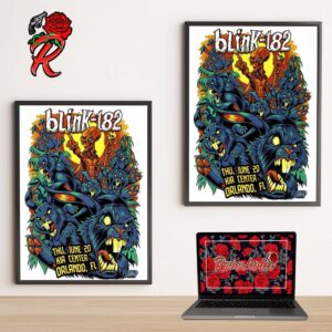 Blink 182 Poster For The Show In Orlando Florida Tonight At Kia Center On June 20 Alien Emperor Unleashing An Army Of Rabbits Home Decor Poster Canvas
